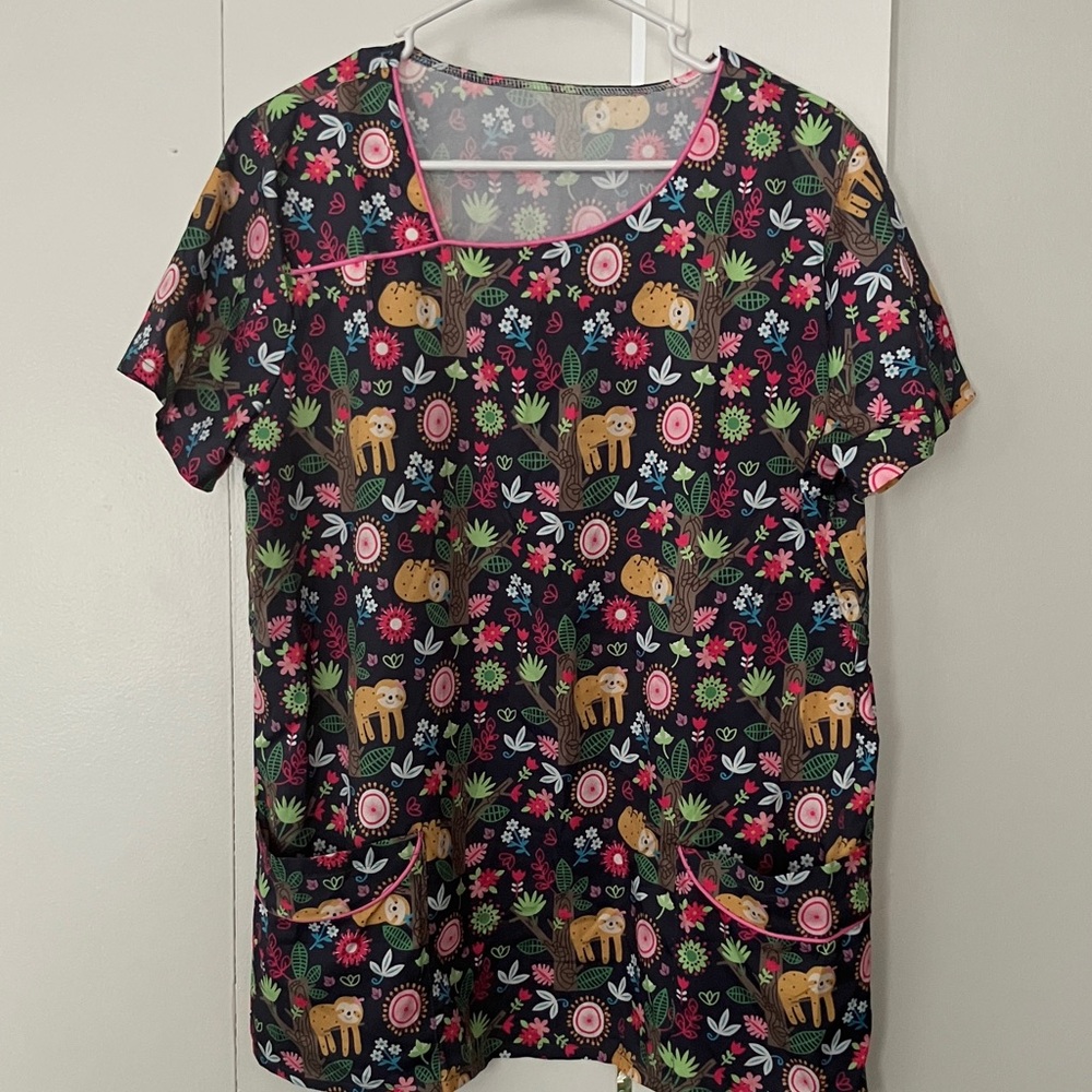 Woman’s Floral Animal Print Scrub Top